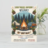 Joy Niedlich Nature Boys One Happy Camper 1. Gebur Einladung (Stehend Vorderseite)