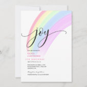 Joy Niedlich Rainbow Colorful 5. Rainbow Party Einladung (Vorderseite)