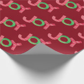 Joy | Niedliches, farbenfroh grünes Weihnachtsmust Geschenkpapier (Ecke)