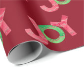 Joy | Niedliches, farbenfroh grünes Weihnachtsmust Geschenkpapier (Rolleneckpunkt)