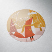 Joy. Niedliches Weihnachtswaldfutter Runder Aufkleber