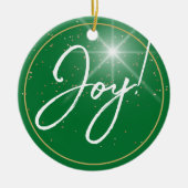 Joy! oder Ihre Nachricht, White Text Deep Green, S Keramik Ornament (Vorne)