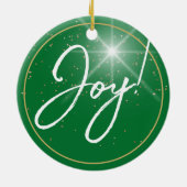 Joy! oder Ihre Nachricht, White Text Deep Green, S Keramik Ornament (Hinten)