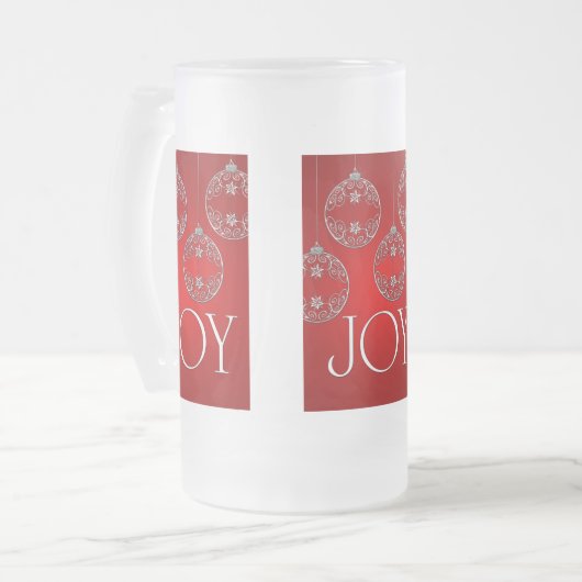 Joy Ornaments auf rubinrot elegant Mattglas Bierglas (Vorderseite Links)