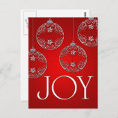 Joy Ornaments auf rubinrot elegant Postkarte (Vorne/Hinten)
