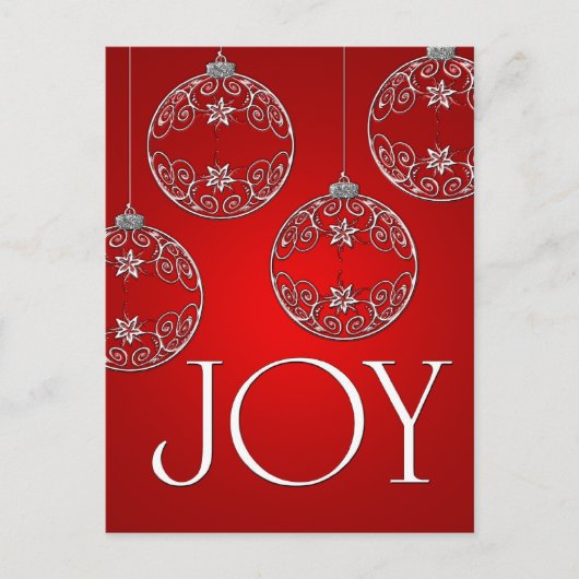 Joy Ornaments auf rubinrot elegant Postkarte (Vorderseite)