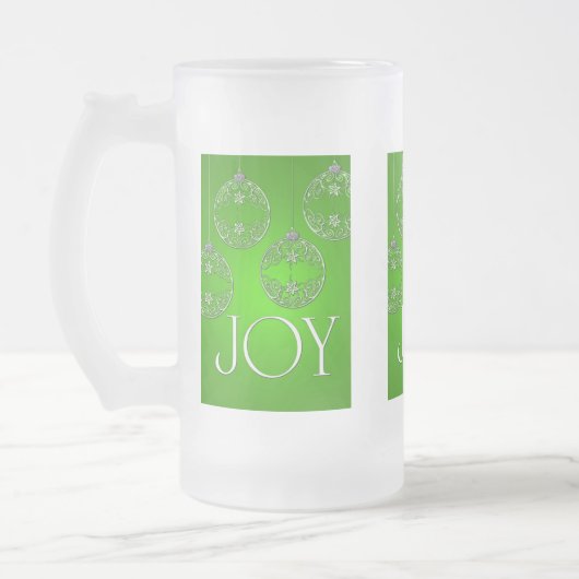 Joy Ornaments auf smaragdgrünen eleganten Mattglas Bierglas (Links)