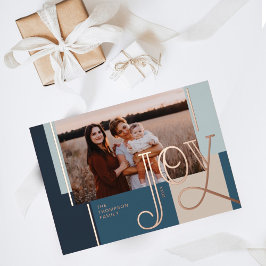 Joy Overlay Modernes Blue Color Block Family Foto Folien Feiertagskarte