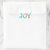 JOY Pastel Ocean Glossy Word Quadratischer Aufkleber (Tasche)