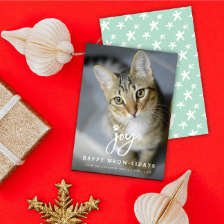 Joy Paw Print Pinselschrift Cat Lover Einfache Beg Feiertagskarte