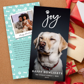 Joy Paw Print Pinselstrichschrift Dog Lover Foto P Feiertagskarte