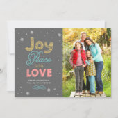 Joy Peace and Liebe Bright Colors Foto Feiertagskarte (Vorderseite)