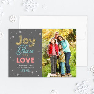 Joy Peace and Liebe Bright Colors Foto Feiertagskarte