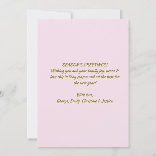 Joy Peace and Liebe Christmas Tree Card Einladung (Rückseite)