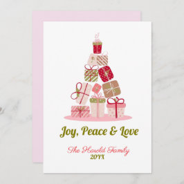 Joy Peace and Liebe Christmas Tree Card Einladung