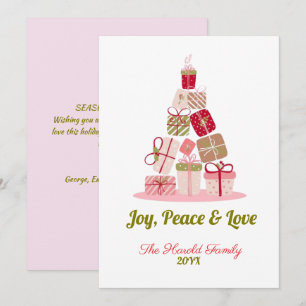 Joy Peace and Liebe Christmas Tree Card Einladung