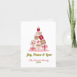 Joy Peace and Liebe Christmas Tree Card Feiertagskarte