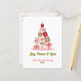 Joy Peace and Liebe Christmas Tree Card Feiertagspostkarte