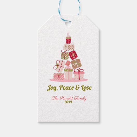 Joy Peace and Liebe Christmas Tree Card Geschenkanhänger (Vorderseite)