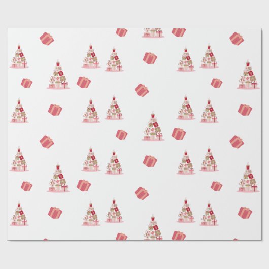 Joy Peace and Liebe Weihnachtsbaum Modernes Muster Geschenkpapier (Flach)
