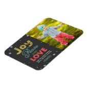 Joy Peace and Love Bright Colors Holiday Foto Magnet (Linke Seite)
