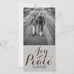 Joy & Peace - Christmas wünscht Foto - Brown v2 Feiertagskarte