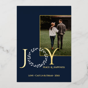 Joy Peace Happiness Holiday Wreath mit Fotos Folien Feiertagskarte