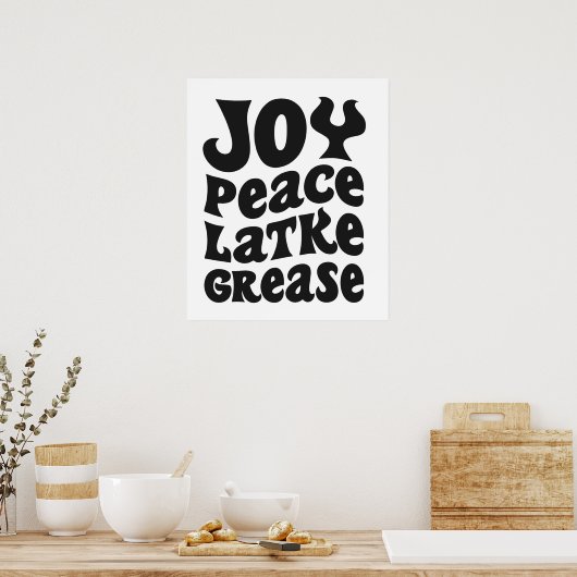 Joy Peace Latkes Grease Funny Jewish Hanukkah Gift Poster (Küche)