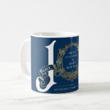 Joy Peace Liebe Blue Gold Corporate Weihnachtsgesc