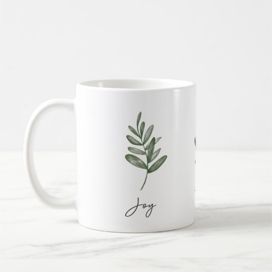 Joy Peace Liebe Botanical Coffee Tasse (Links)