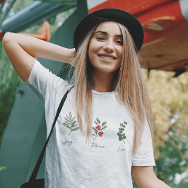 Joy Peace Liebe Botanischer Winter T - Shirt