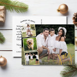 Joy Peace Liebe Calligraphy Foto Collage Gold Folien Feiertagspostkarte<br><div class="desc">Mit dieser festlichen Postkarte mit "Joy" in einem handgeschriebenen Typografie-Schriftart in Echtgoldfolie und 4 Ihrer Lieblings-Fotos, umgeben von einer Goldfolie, können Sie ganz besondere Urlaubsswünsche aussenden. Fügen Sie einfach Ihren eigenen typisierten Urlaub Gruß auf die Rückseite oder löschen Sie die Notiz, um Platz für eine handschriftliche Notiz verlassen. Fügen Sie...</div>