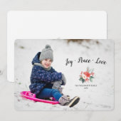 Joy Peace Liebe Foto Holiday Card (Vorne/Hinten)