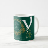 Joy Peace Liebe Green Gold Corporate Weihnachtsges Kaffeetasse (VorderseiteRechts)