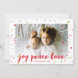 Joy Peace Liebe | Herz und Sterne | Weihnachts-Fot Feiertagskarte