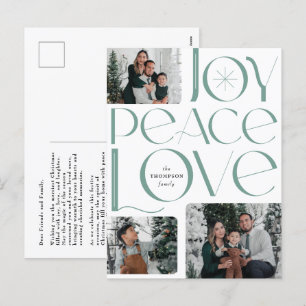 Joy Peace Liebe Holiday Foto Postcard Feiertagspostkarte