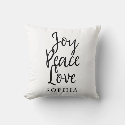 Joy Peace Liebe Inspiration Zitat Kissen (Vorderseite)