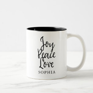 Joy Peace Liebe Inspiration Zweifarbige Tasse