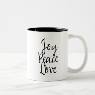 Joy Peace Liebe Inspiration Zweifarbige Tasse