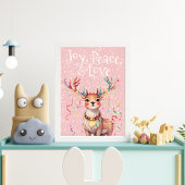 Joy Peace Liebe Niedlich Rentier und Weihnachtsleu Poster