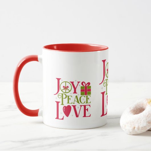 Joy Peace Liebe Tasse (Mit Donut)