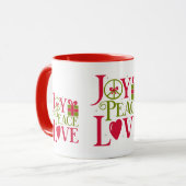 Joy Peace Liebe Tasse (Vorderseite Links)