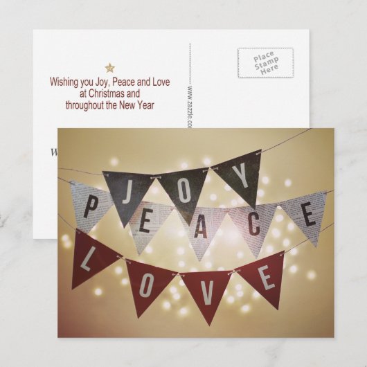 Joy Peace Liebe Weihnachten Postcard (Vorne/Hinten)