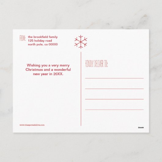 Joy Peace & Liebe Weihnachten Postkarte (Rückseite)