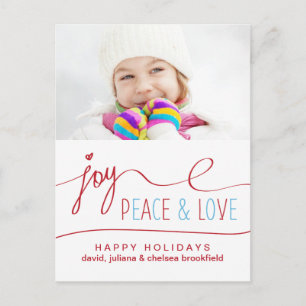 Joy Peace & Liebe Weihnachten Postkarte