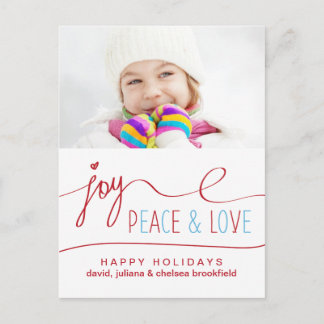 Joy Peace & Liebe Weihnachten Postkarte