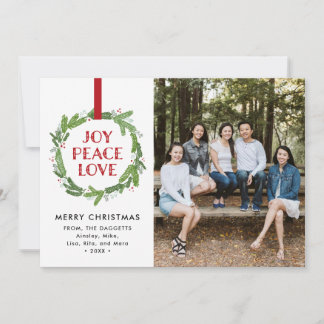Joy Peace Liebe Wreath Feiertagskarte