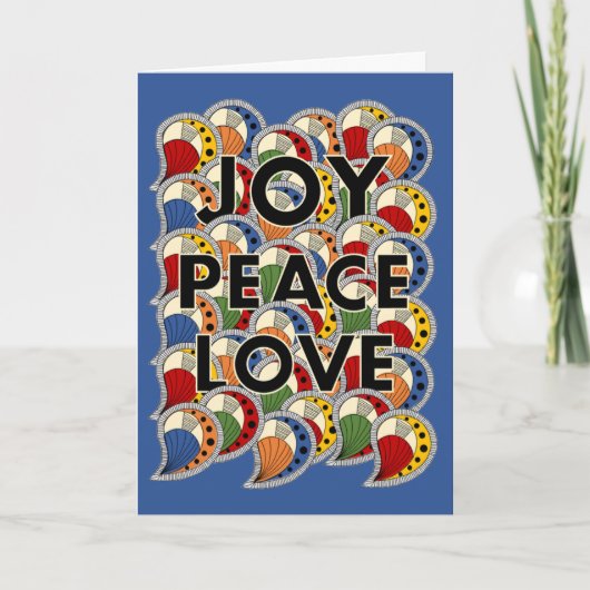 Joy Peace Love - Black Text & Custom Background Karte (Vorderseite)