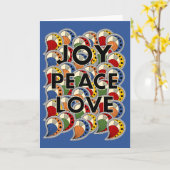 Joy Peace Love - Black Text & Custom Background Karte (Gelbe Blume)