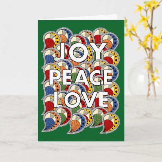 Joy Peace Love - Custom Background & Message Karte (Gelbe Blume)